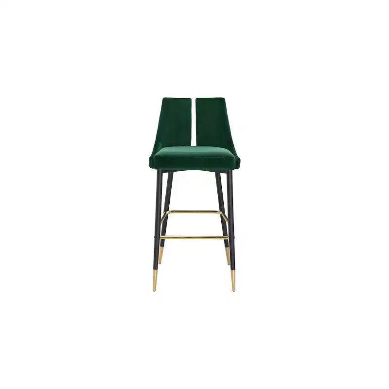 Tabouret de bar mi-hauteur sans accoudoirs en velours, lot de 2 (noir / crème / vert / gris / bleu marine / rose)
