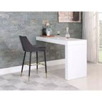 Tabouret de bar mi-hauteur sans accoudoirs en velours, lot de 2 (noir / crème / vert / gris / bleu marine / rose)