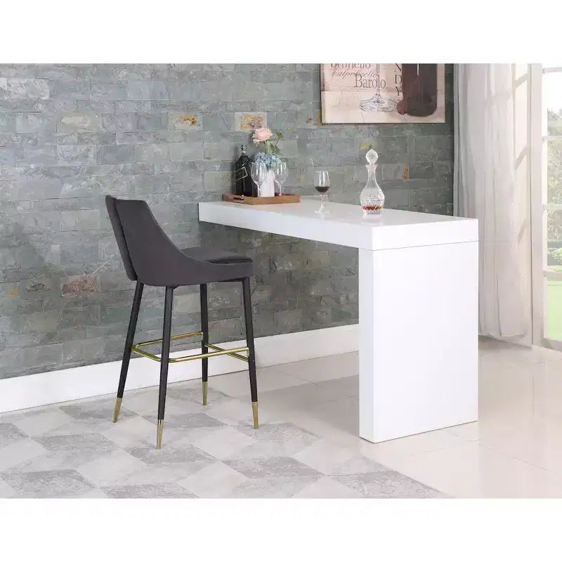 Tabouret de bar mi-hauteur sans accoudoirs en velours, lot de 2 (noir / crème / vert / gris / bleu marine / rose)