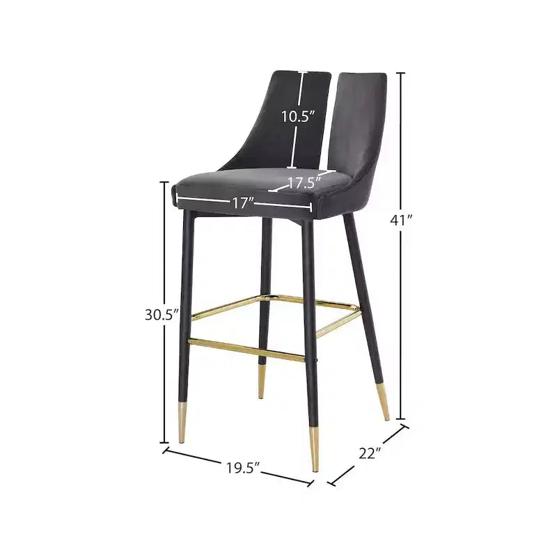 Tabouret de bar mi-hauteur sans accoudoirs en velours, lot de 2 (noir / crème / vert / gris / bleu marine / rose)
