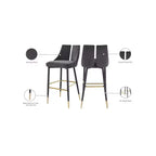 Tabouret de bar mi-hauteur sans accoudoirs en velours, lot de 2 (noir / crème / vert / gris / bleu marine / rose)