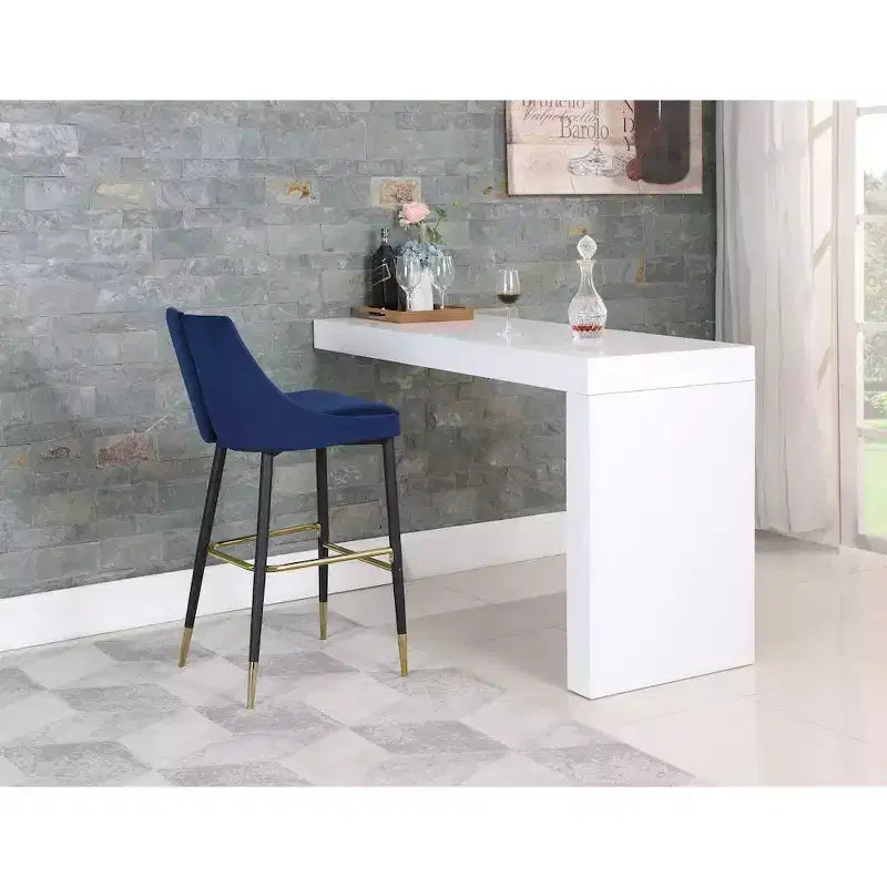 Tabouret de bar mi-hauteur sans accoudoirs en velours, lot de 2 (noir / crème / vert / gris / bleu marine / rose)