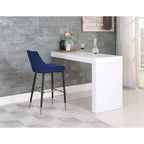 Tabouret de bar mi-hauteur sans accoudoirs en velours, lot de 2 (noir / crème / vert / gris / bleu marine / rose)
