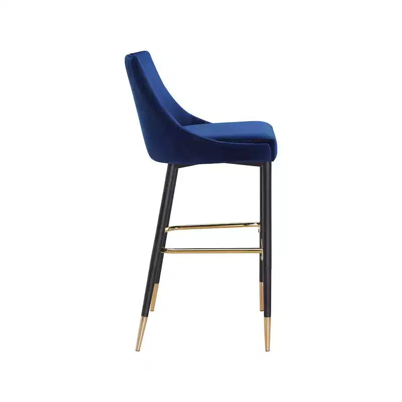 Tabouret de bar mi-hauteur sans accoudoirs en velours, lot de 2 (noir / crème / vert / gris / bleu marine / rose)