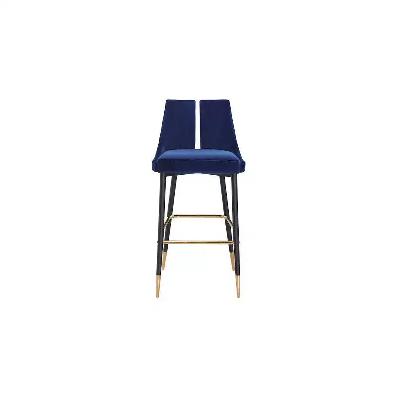 Tabouret de bar mi-hauteur sans accoudoirs en velours, lot de 2 (noir / crème / vert / gris / bleu marine / rose)