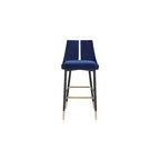 Tabouret de bar mi-hauteur sans accoudoirs en velours, lot de 2 (noir / crème / vert / gris / bleu marine / rose)