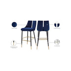 Tabouret de bar mi-hauteur sans accoudoirs en velours, lot de 2 (noir / crème / vert / gris / bleu marine / rose)