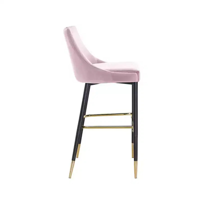 Tabouret de bar mi-hauteur sans accoudoirs en velours, lot de 2 (noir / crème / vert / gris / bleu marine / rose)