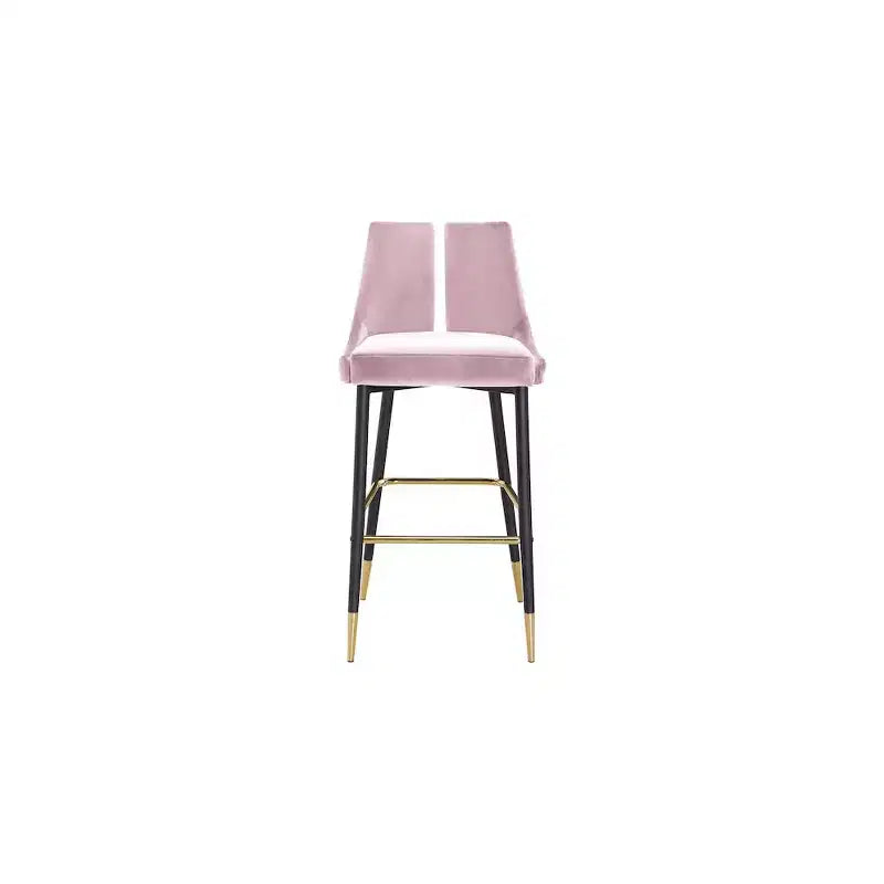 Tabouret de bar mi-hauteur sans accoudoirs en velours, lot de 2 (noir / crème / vert / gris / bleu marine / rose)