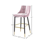 Tabouret de bar mi-hauteur sans accoudoirs en velours, lot de 2 (noir / crème / vert / gris / bleu marine / rose)
