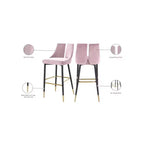 Tabouret de bar mi-hauteur sans accoudoirs en velours, lot de 2 (noir / crème / vert / gris / bleu marine / rose)