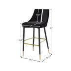 Tabouret de bar mi-hauteur sans accoudoirs en velours, lot de 2 (noir / crème / vert / gris / bleu marine / rose)