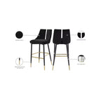 Tabouret de bar mi-hauteur sans accoudoirs en velours, lot de 2 (noir / crème / vert / gris / bleu marine / rose)