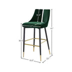 Tabouret de bar mi-hauteur sans accoudoirs en velours, lot de 2 (noir / crème / vert / gris / bleu marine / rose)