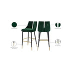 Tabouret de bar mi-hauteur sans accoudoirs en velours, lot de 2 (noir / crème / vert / gris / bleu marine / rose)