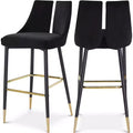 Tabouret de bar mi-hauteur sans accoudoirs en velours, lot de 2 (noir / crème / vert / gris / bleu marine / rose)