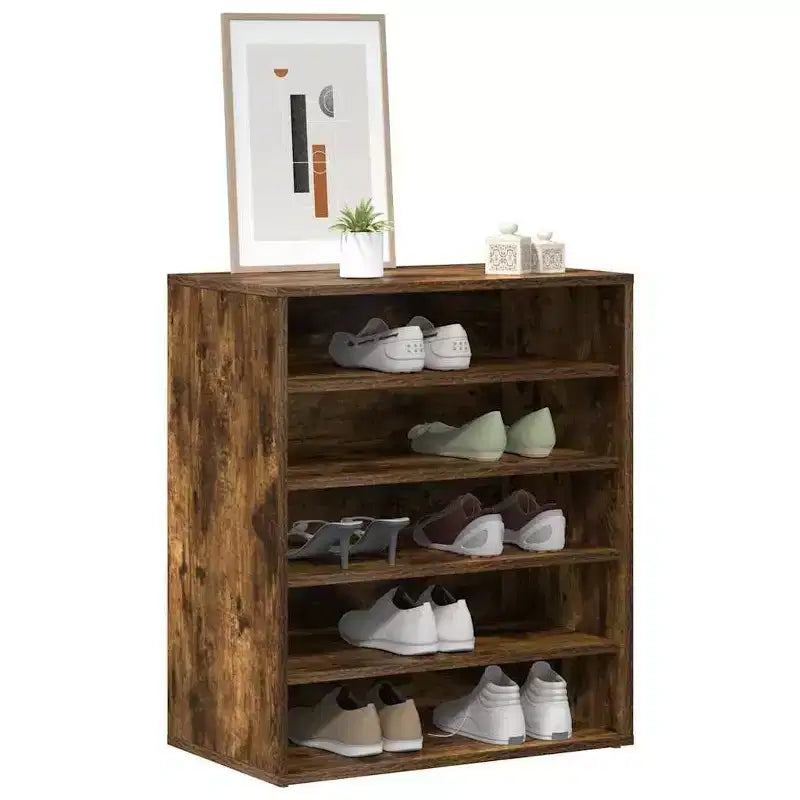 Meuble à Chaussures Chêne Fumé, Marron, Sur Pied, 1 Porte, Contenance 10 Paires