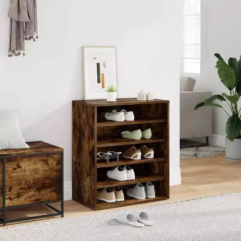 Meuble à Chaussures Chêne Fumé, Marron, Sur Pied, 1 Porte, Contenance 10 Paires