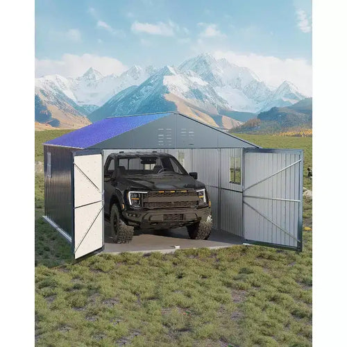LinTimes 12x20 FT All-Steel Carport with Vertical Roof, Heavy-Duty Galvanized Metal Garage Shelter, for Vehicle and Outdoor Equipment Storage