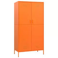 vidaXL Wardrobe Orange Powder-Coated Steel Large Wardrobe Rectangular