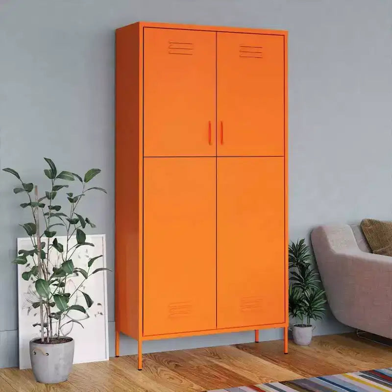 Armoire rectangulaire simple en acier thermolaqué orange