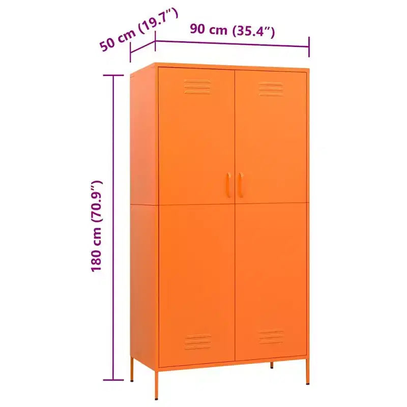 Armoire rectangulaire simple en acier thermolaqué orange