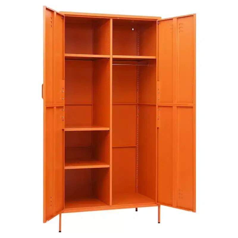 Armoire rectangulaire simple en acier thermolaqué orange