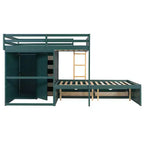 Lit superposé double avec rangement – Vert / Rose / Blanc, 2 places