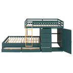 Lit superposé double avec rangement – Vert / Rose / Blanc, 2 places