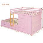 Lit superposé double avec rangement – Vert / Rose / Blanc, 2 places