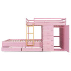 Lit superposé double avec rangement – Vert / Rose / Blanc, 2 places