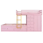 Lit superposé double avec rangement – Vert / Rose / Blanc, 2 places