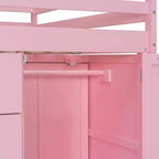 Lit superposé double avec rangement – Vert / Rose / Blanc, 2 places