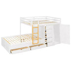 Lit superposé double avec rangement – Vert / Rose / Blanc, 2 places