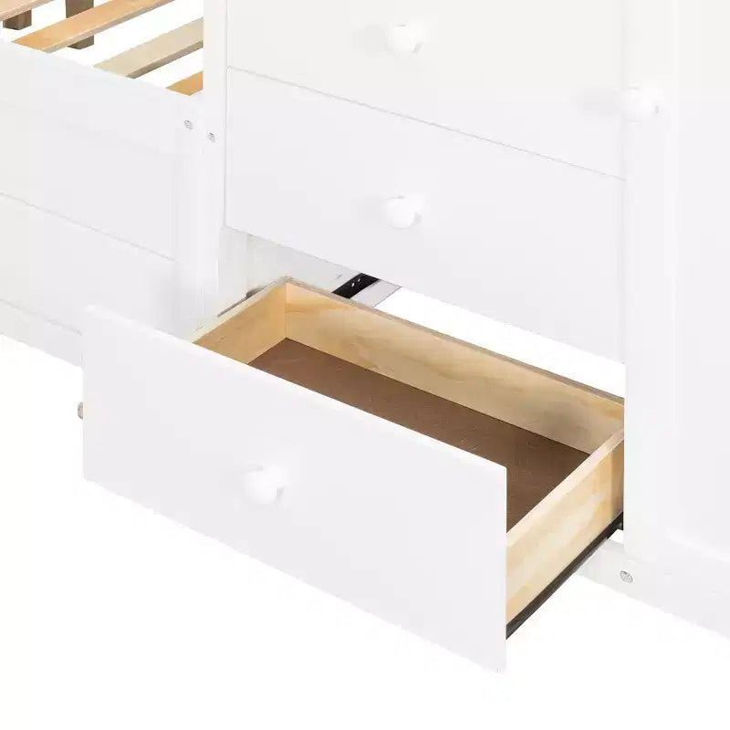 Lit superposé double avec rangement – Vert / Rose / Blanc, 2 places