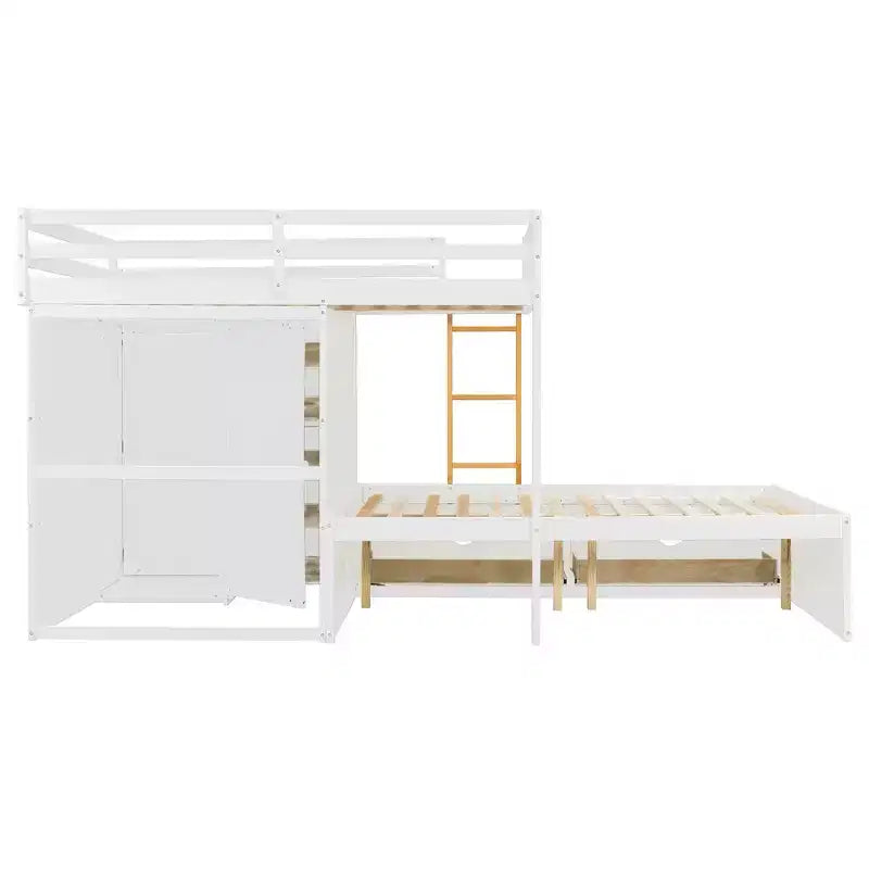 Lit superposé double avec rangement – Vert / Rose / Blanc, 2 places