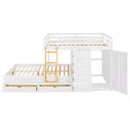 Lit superposé double avec rangement – Vert / Rose / Blanc, 2 places