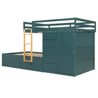 Lit superposé double avec rangement – Vert / Rose / Blanc, 2 places