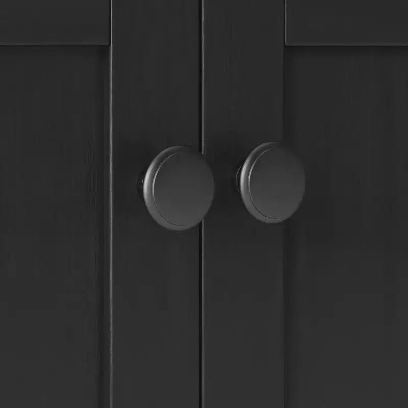 Bibliothèque 5 étagères avec portes, noire/blanche, montage par 1 personne